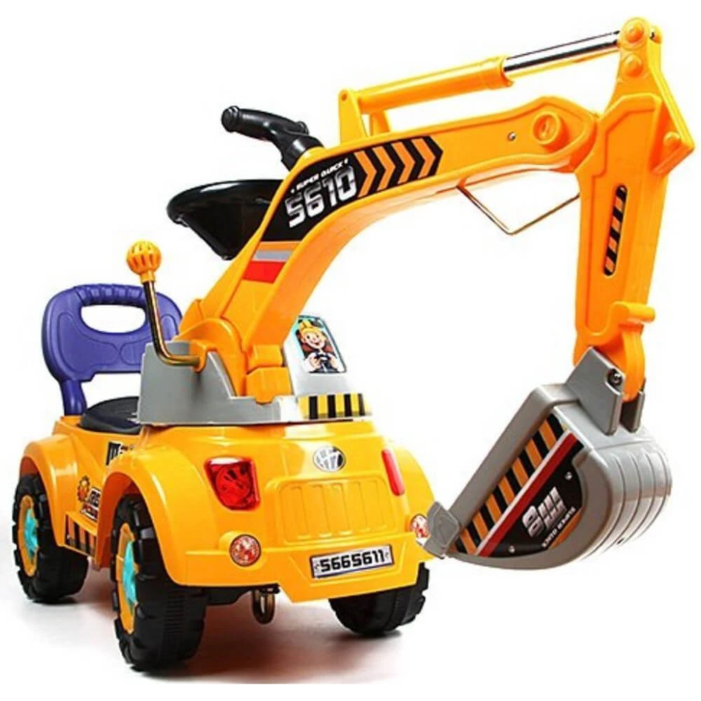Kids 3-in-1 Ride-on Excavator Truck With Music For Boys Girls Indoor Outdoor Scooter, Pulling Cart & Excavator 1 Kids 3-in-1 Ride-on Excavator Truck With Music For Boys Girls Indoor Outdoor Scooter, Pulling Cart & Excavator
