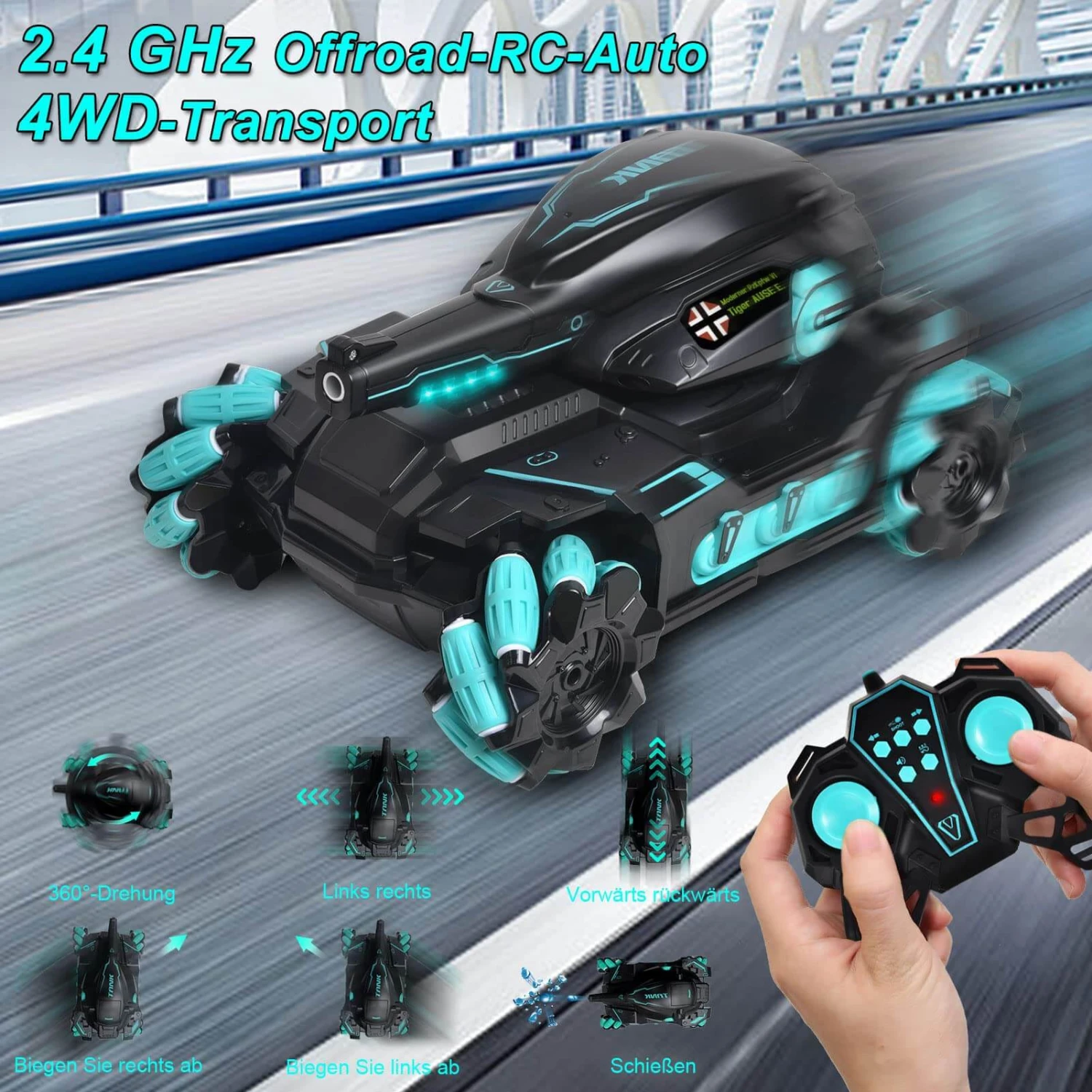 Kids Water Bomb Tank RC Gesture Sensor Tank Car Multiplayer Battle Remote Control Toys 4 Kids Water Bomb Tank RC Gesture Sensor Tank Car Multiplayer Battle Remote Control Toys - Image 4