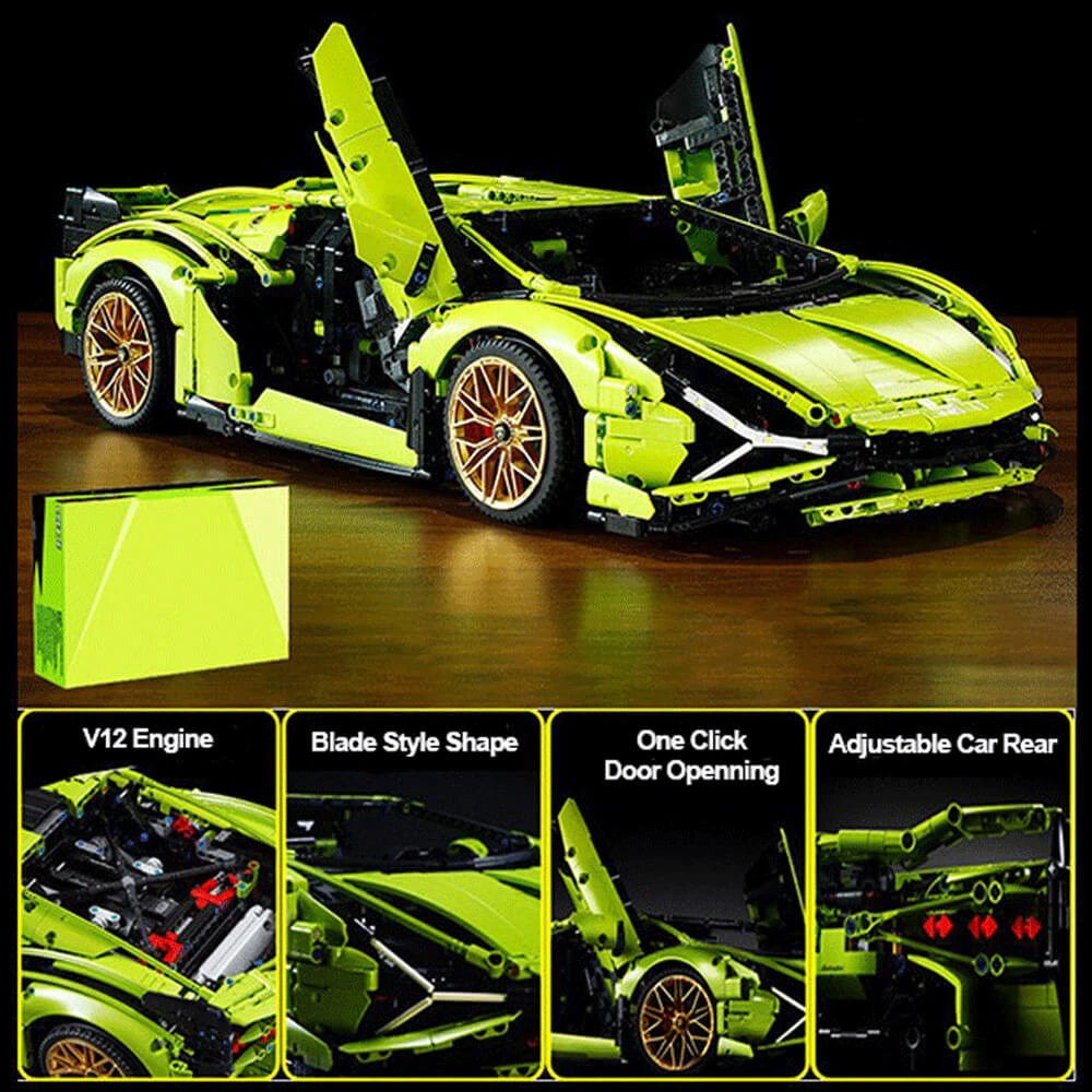 1280 PCS RC Racing Lambo Car 1/14 Remote Control Sports Cars Building Blocks W/ App Remote 11 1280 PCS RC Racing Lambo Car 1/14 Remote Control Sports Cars Building Blocks W/ App Remote - Image 11