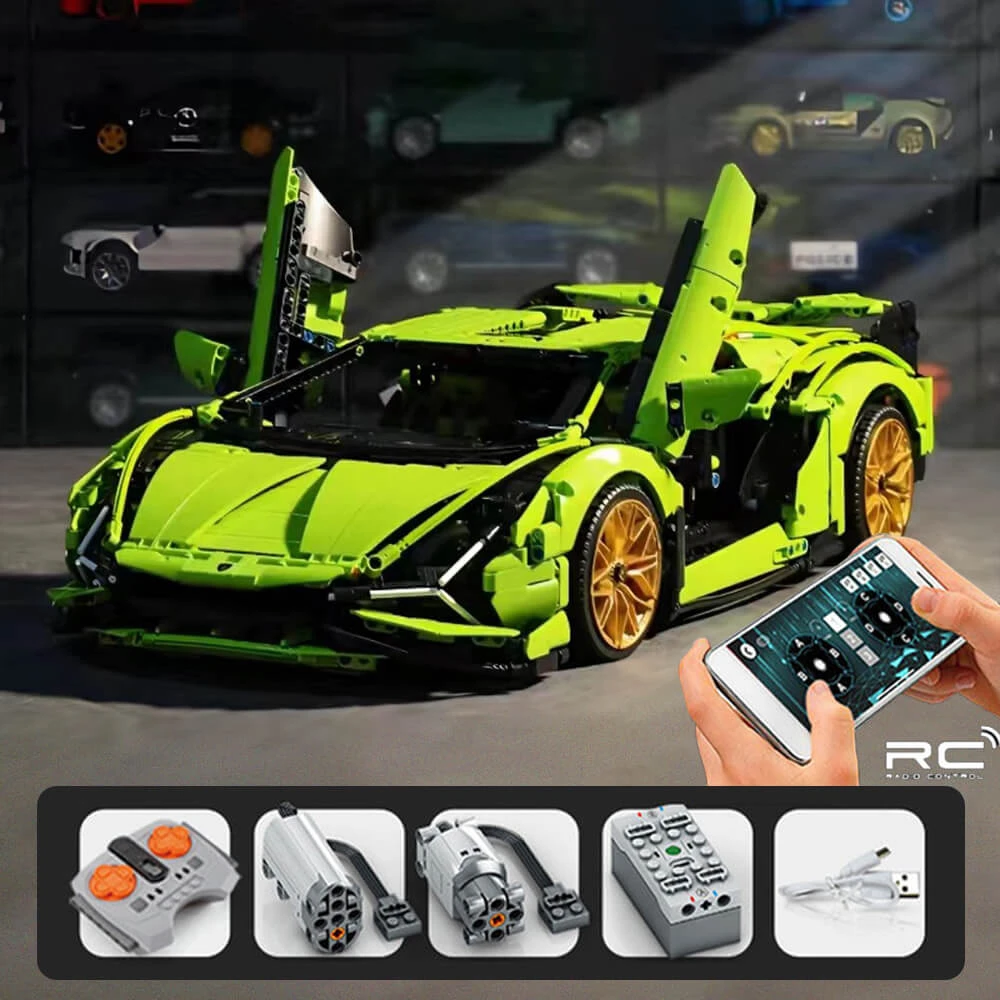 1280 PCS RC Racing Lambo Car 1/14 Remote Control Sports Cars Building Blocks W/ App Remote 1 1280 PCS RC Racing Lambo Car 1/14 Remote Control Sports Cars Building Blocks W/ App Remote