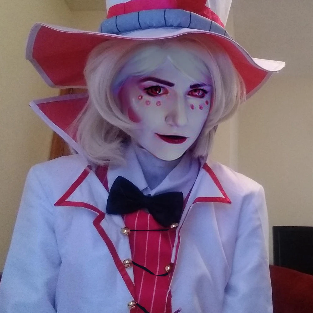 Adult Lucifer Cosplay Costume Mens Fancy Lucifer Morningstar Outfit With Gloves White Hat For Dress Up Party 9 Adult Lucifer Cosplay Costume Mens Fancy Lucifer Morningstar Outfit With Gloves White Hat For Dress Up Party - Image 9