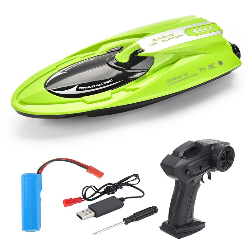 2.4G Remote Control Boat Twin Turbojet Speedboat Waterproof Racing Boat With Light For Kids 1 2.4G Remote Control Boat Twin Turbojet Speedboat Waterproof Racing Boat With Light For Kids