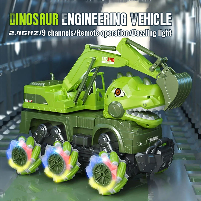 2.4G Dino Remote Control Car 9CH RC Engineering Vehicle Excavator Crane Dump Truck Mixer Truck Toy 5 2.4G Dino Remote Control Car 9CH RC Engineering Vehicle Excavator Crane Dump Truck Mixer Truck Toy - Image 5