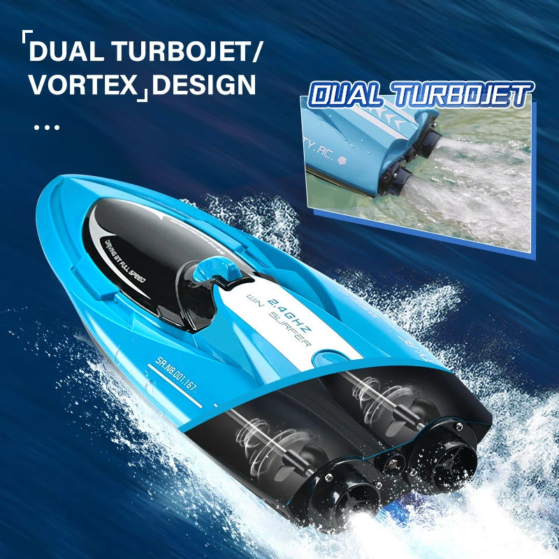 2.4G Remote Control Boat Twin Turbojet Speedboat Waterproof Racing Boat With Light For Kids 8 2.4G Remote Control Boat Twin Turbojet Speedboat Waterproof Racing Boat With Light For Kids - Image 8