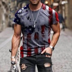 Adult 4th Of July Shirt American Flag Casual Patriotic Tee With Plus Size For Men -Sun Baby Sales Store Men independence day t shirt 7