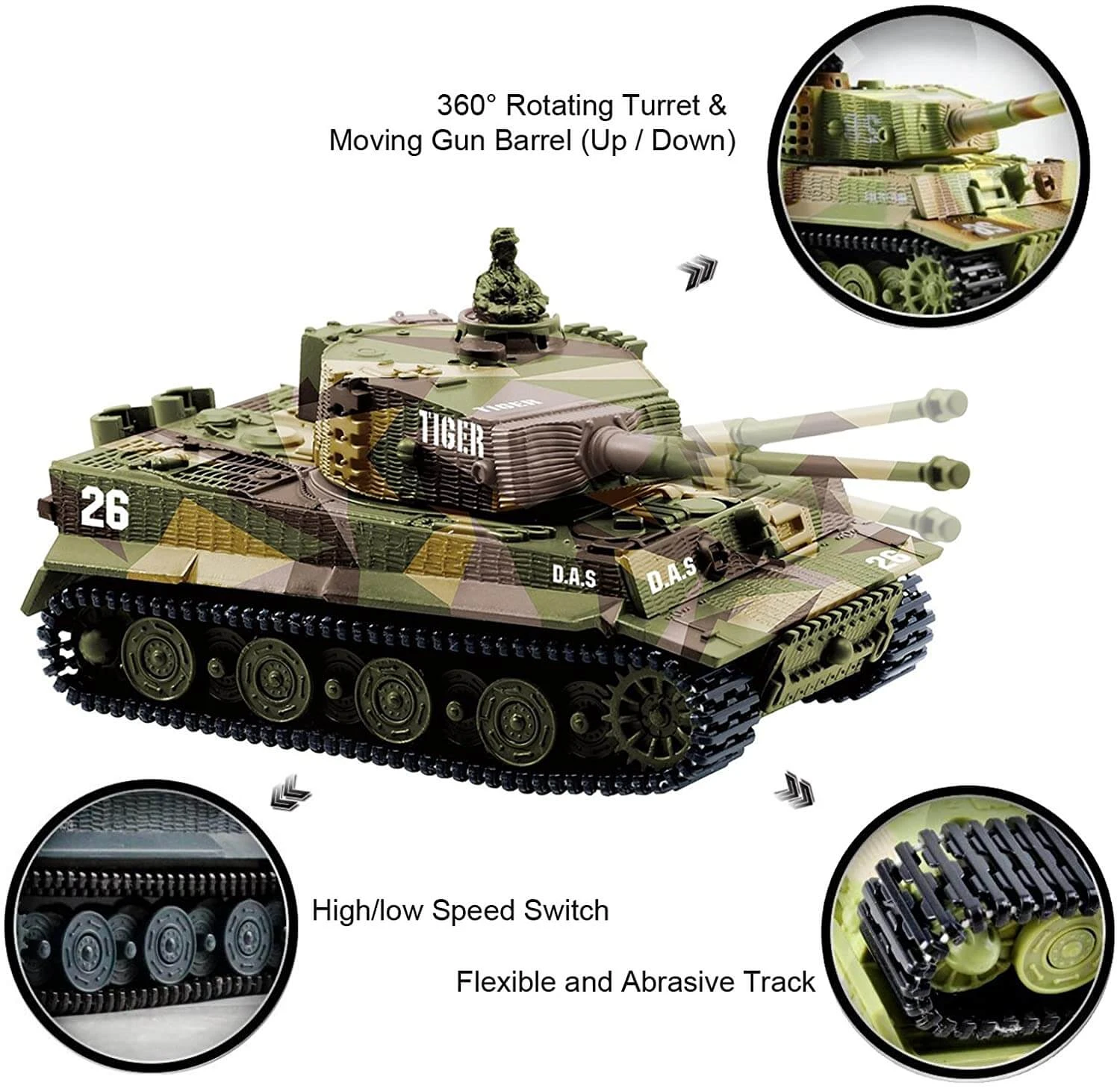 1:72 Remote Control Battle Tank Panzer Tank German Tiger Armored Vehicle With High Simulation 5 1:72 Remote Control Battle Tank Panzer Tank German Tiger Armored Vehicle With High Simulation - Image 5
