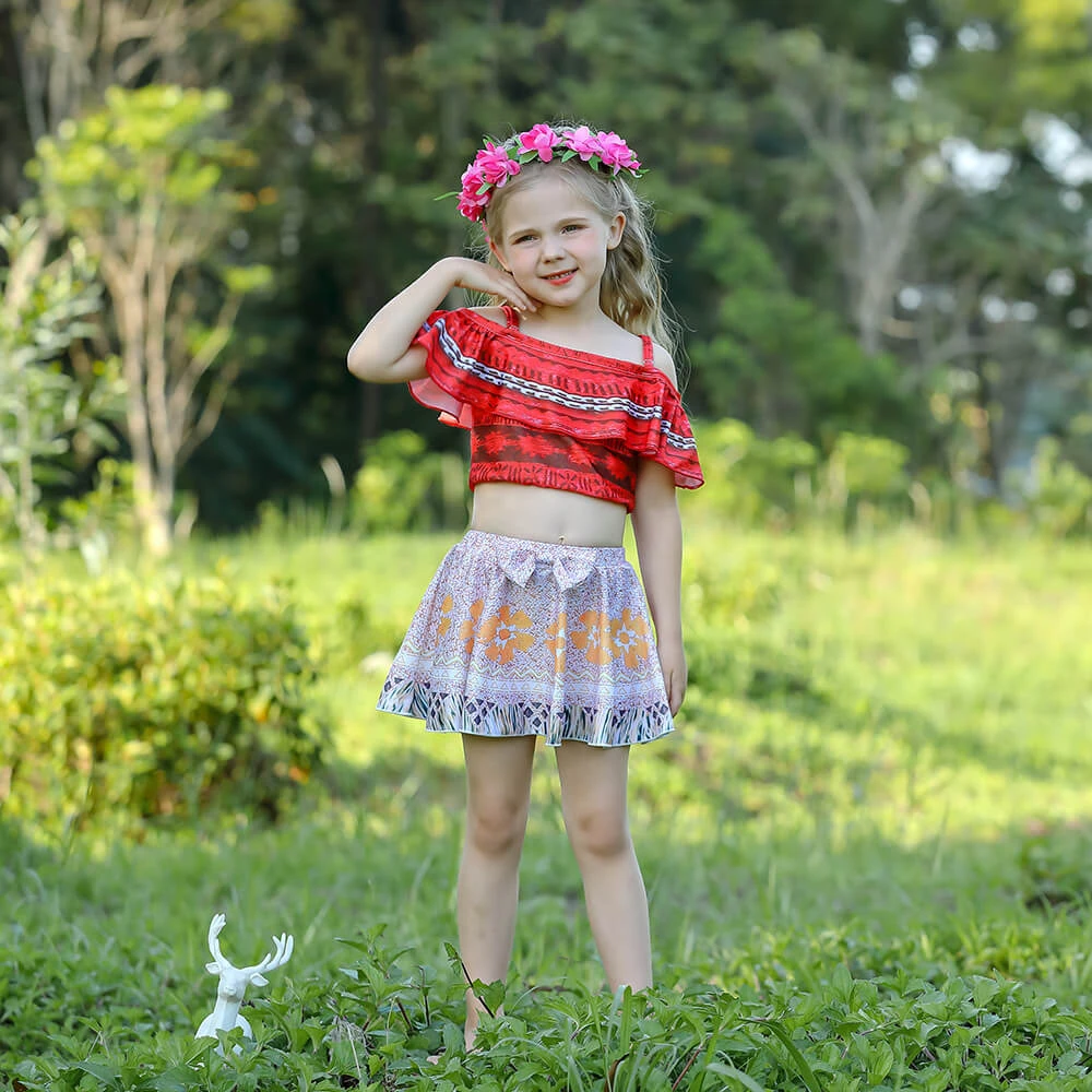 Kids Princess Moana Costume Beach Vacation Swimwear Ocean Adventure Bathing Suit 2 Kids Princess Moana Costume Beach Vacation Swimwear Ocean Adventure Bathing Suit - Image 2