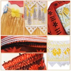 Princess Dress Halloween Adventure Outfit Princess Cosplay Costume Skirt Set With Necklace 13 Princess Dress Halloween Adventure Outfit Princess Cosplay Costume Skirt Set With Necklace -Sun Baby Sales Store MoanaGirlsWomenDressSuit 3