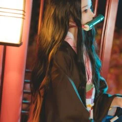 Nezuko Kamado Costume Halloween Cosplay Dress Outfit Full Set For Kids And Adult -Sun Baby Sales Store Nezuko Kamado Costume 5