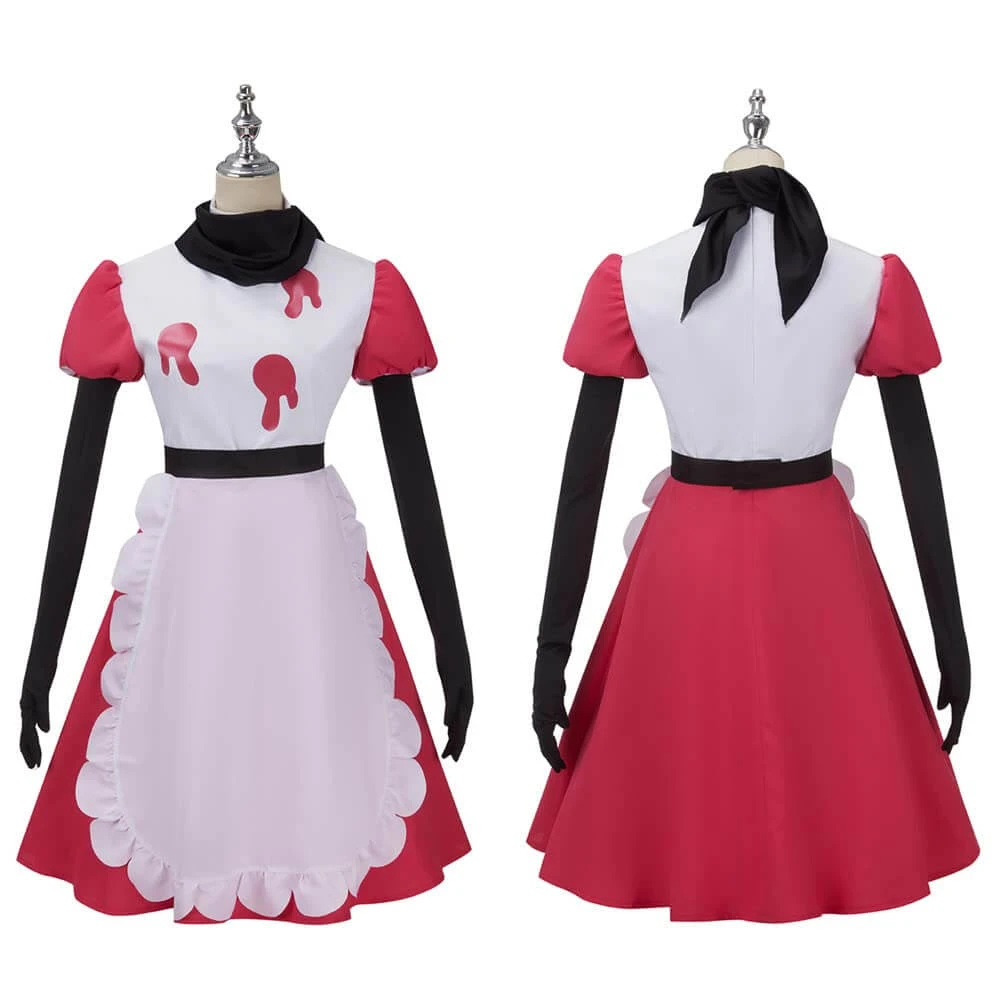 Niffty Costume White And Red Dress With Accessories Hazbin Hotel Cosplay Outfit 4 Niffty Costume White And Red Dress With Accessories Hazbin Hotel Cosplay Outfit - Image 4