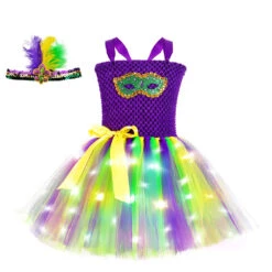 Girls Mardi Gras Light Up Costume LED Dress And Headband For Parade -Sun Baby Sales Store O1CN01P849KX1bevZSb5IXt 2213229613491 0 cib