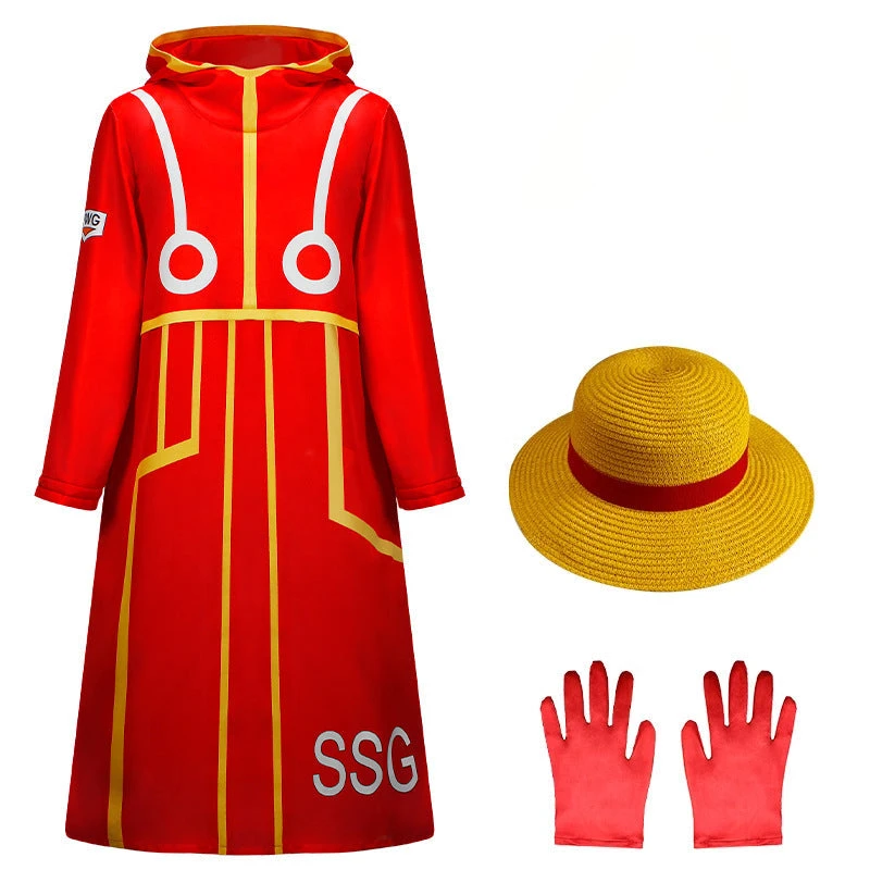 Loofie Costume Kids Adults Egghead Island Arc Red Coat With Straw Hat And Gloves For Cosplay 3 Loofie Costume Kids Adults Egghead Island Arc Red Coat With Straw Hat And Gloves For Cosplay - Image 3
