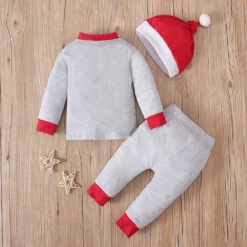 3pcs Toddler Christmas Costume Newborn Baby Santa Outfits Pullover Trousers Hat Full Set