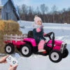12V Childrens Ride On Tractor With Trailer Parent Remote Control Ride On Car Pink Ride-On Toy For Little Girls