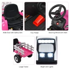 12V Childrens Ride On Tractor With Trailer Parent Remote Control Ride On Car Pink Ride-On Toy For Little Girls -Sun Baby Sales Store Pink Ride On Toys for Little Girl 1 357c8602 9057 4f8d a167 b92a82642e79