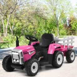 12V Childrens Ride On Tractor With Trailer Parent Remote Control Ride On Car Pink Ride-On Toy For Little Girls -Sun Baby Sales Store Pink Ride On Toys for Little Girl 2 56dd3703 887b 4db2 87a3 2c6d64007c0b