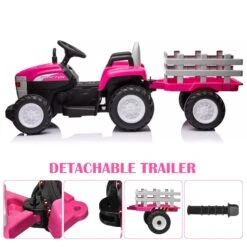 12V Childrens Ride On Tractor With Trailer Parent Remote Control Ride On Car Pink Ride-On Toy For Little Girls -Sun Baby Sales Store Pink Ride On Toys for Little Girl 4