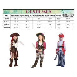 Boys Girls Pirate Costume Accessory Set Halloween Pirate Dress Up Outfit For Kids (3-8 Years) 11 Boys Girls Pirate Costume Accessory Set Halloween Pirate Dress Up Outfit For Kids (3-8 Years) -Sun Baby Sales Store Pirate costume size chart