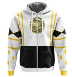 Adult Dragon Ranger Hoodie White Zip Up Hooded Sweatshirt With Plus Size For Daily Wear -Sun Baby Sales Store Power Ranger Costume 3