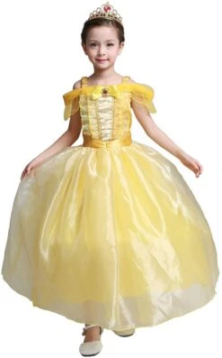 Girls Sleeveless Ball Gown Dress Beast Princess Costume Halloween Cosplay