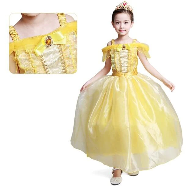 Girls Sleeveless Ball Gown Dress Beast Princess Costume Halloween Cosplay 4 Girls Sleeveless Ball Gown Dress Beast Princess Costume Halloween Cosplay - Image 4