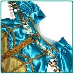Kids Princess Jasmine Costume Halloween 4-pieces Full Set Cosplay Dress -Sun Baby Sales Store Princess Jasmine Costume Dress Up 6