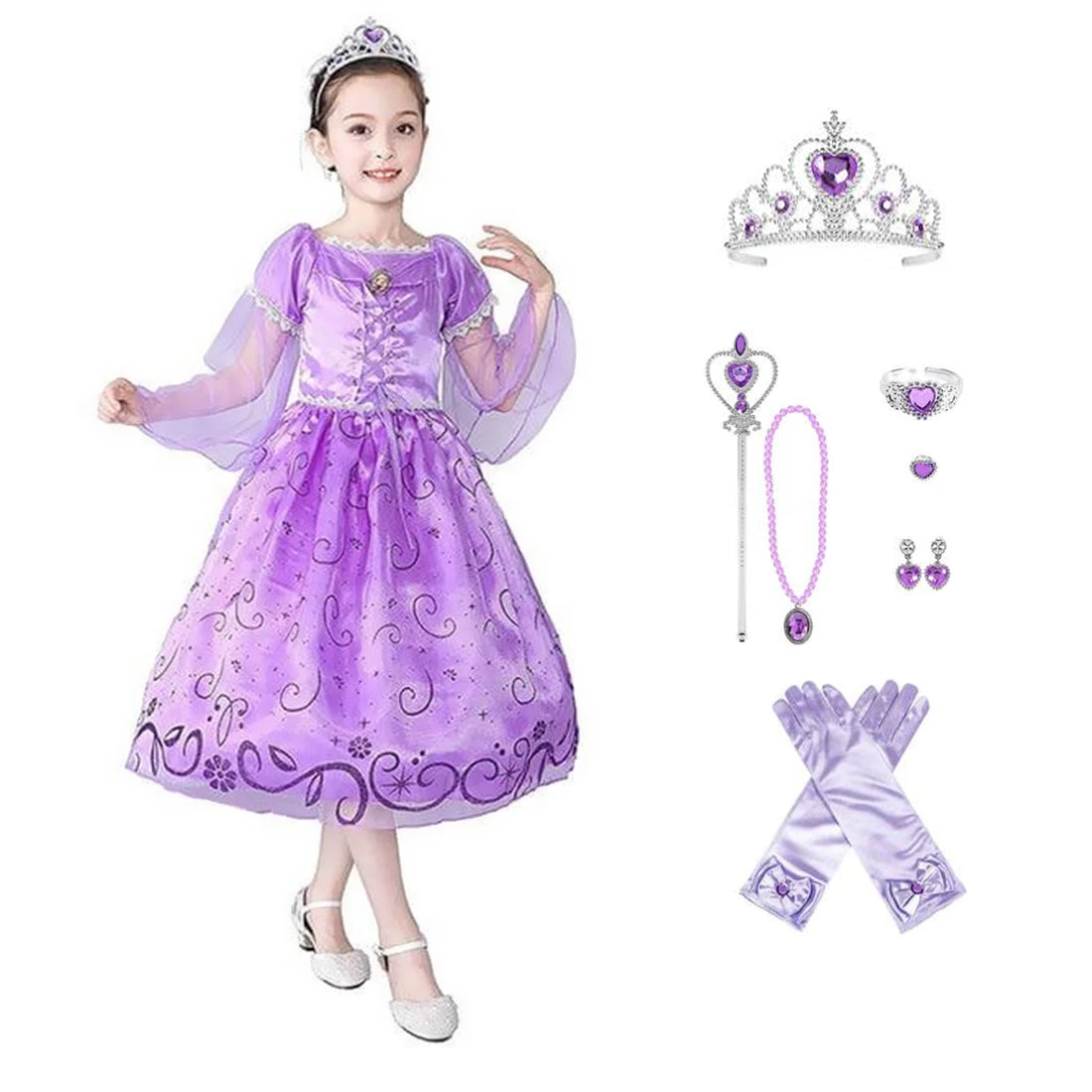 Girl Sofia Princess Dress Up Cosplay Costume Halloween Christmas Suit 3 Girl Sofia Princess Dress Up Cosplay Costume Halloween Christmas Suit - Image 3