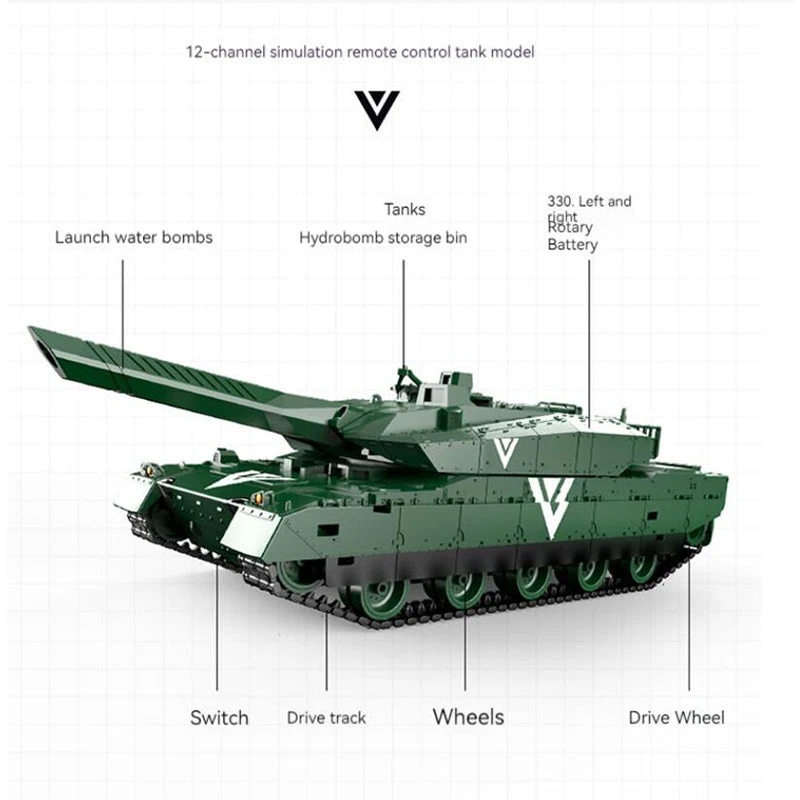 12CH Remote Control Tank 360° Rotation Water Bullets Tank 4WD Tracked Combat Vehicles 9 12CH Remote Control Tank 360° Rotation Water Bullets Tank 4WD Tracked Combat Vehicles - Image 9