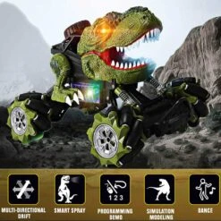 Remote Control Dinosaur Car Rechargeable T-Rex RC Car 360° Stunt Car With Music And Lights 15 Remote Control Dinosaur Car Rechargeable T-Rex RC Car 360° Stunt Car With Music And Lights -Sun Baby Sales Store RC Dinosaur Car 4WD Drift