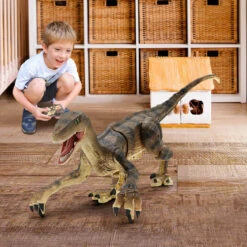 Kids RC Dinosaur Toys Roaring Velociraptor With Lights And Sound Electronic Dinosaur Robot 15 Kids RC Dinosaur Toys Roaring Velociraptor With Lights And Sound Electronic Dinosaur Robot -Sun Baby Sales Store RC Dinosaur Toy