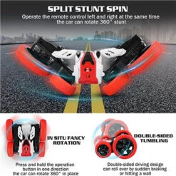 4WD RC Car Spin Stunt Car 360 Degree Rotating Remote Control Car Double Sided Flips Vehicles -Sun Baby Sales Store RC Drift Stunt Car 2