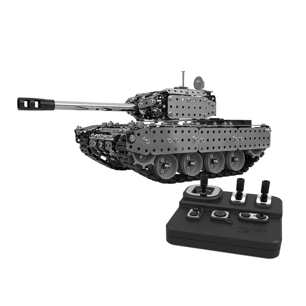 2.4G RC Stainless Steel Tank DIY Assembly Remote Control Panzer With Rotating Turret 1 2.4G RC Stainless Steel Tank DIY Assembly Remote Control Panzer With Rotating Turret