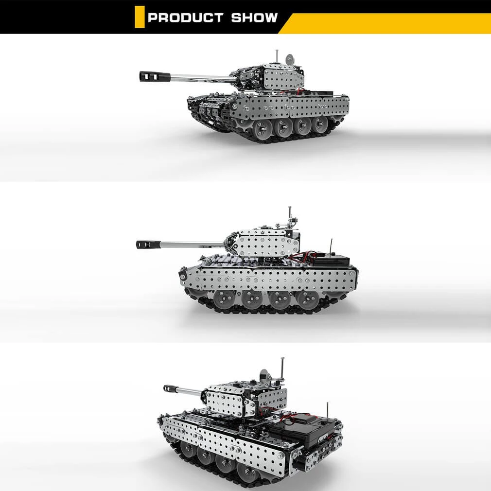 2.4G RC Stainless Steel Tank DIY Assembly Remote Control Panzer With Rotating Turret 3 2.4G RC Stainless Steel Tank DIY Assembly Remote Control Panzer With Rotating Turret - Image 3