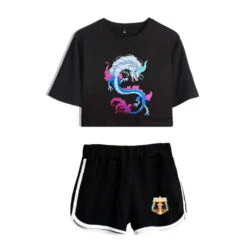 Dargon Short Sleeve Crop Top And Shorts Sweat Suits Two Piece 16 Dargon Short Sleeve Crop Top And Shorts Sweat Suits Two Piece -Sun Baby Sales Store RayaandtheLastDragonWomenSweatshirtsandshorts 3