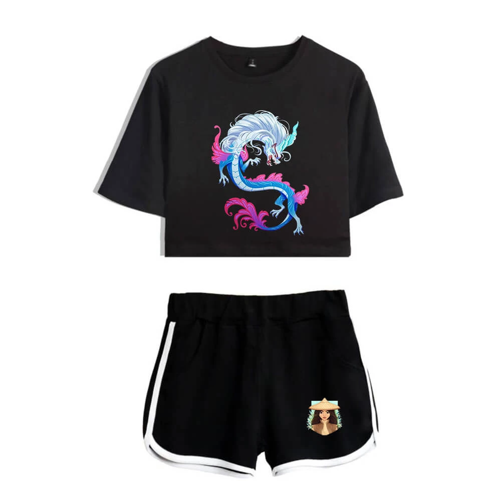 Dargon Short Sleeve Crop Top And Shorts Sweat Suits Two Piece 5 Dargon Short Sleeve Crop Top And Shorts Sweat Suits Two Piece - Image 5