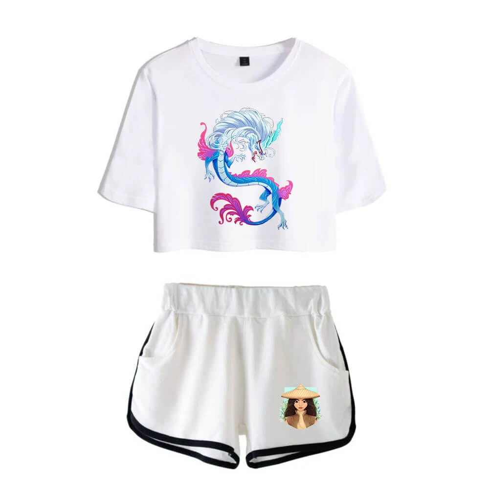 Dargon Short Sleeve Crop Top And Shorts Sweat Suits Two Piece 1 Dargon Short Sleeve Crop Top And Shorts Sweat Suits Two Piece