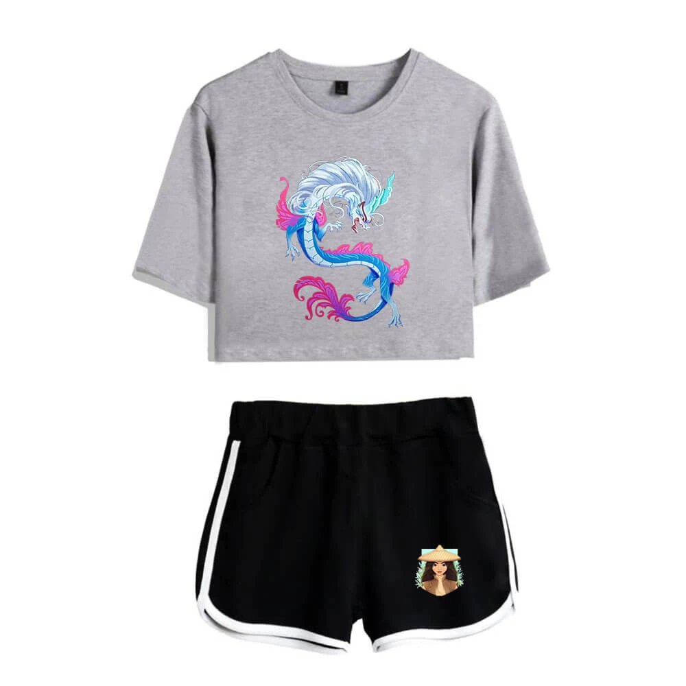 Dargon Short Sleeve Crop Top And Shorts Sweat Suits Two Piece 8 Dargon Short Sleeve Crop Top And Shorts Sweat Suits Two Piece - Image 8