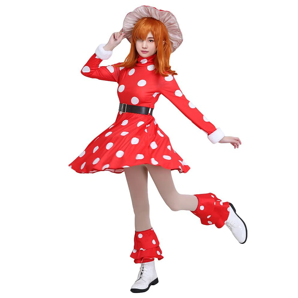 Adult Kinoko Komori Dress Shemage Cosplay Costume With Mushroom Hat And Leg Warmers 2 Adult Kinoko Komori Dress Shemage Cosplay Costume With Mushroom Hat And Leg Warmers - Image 2