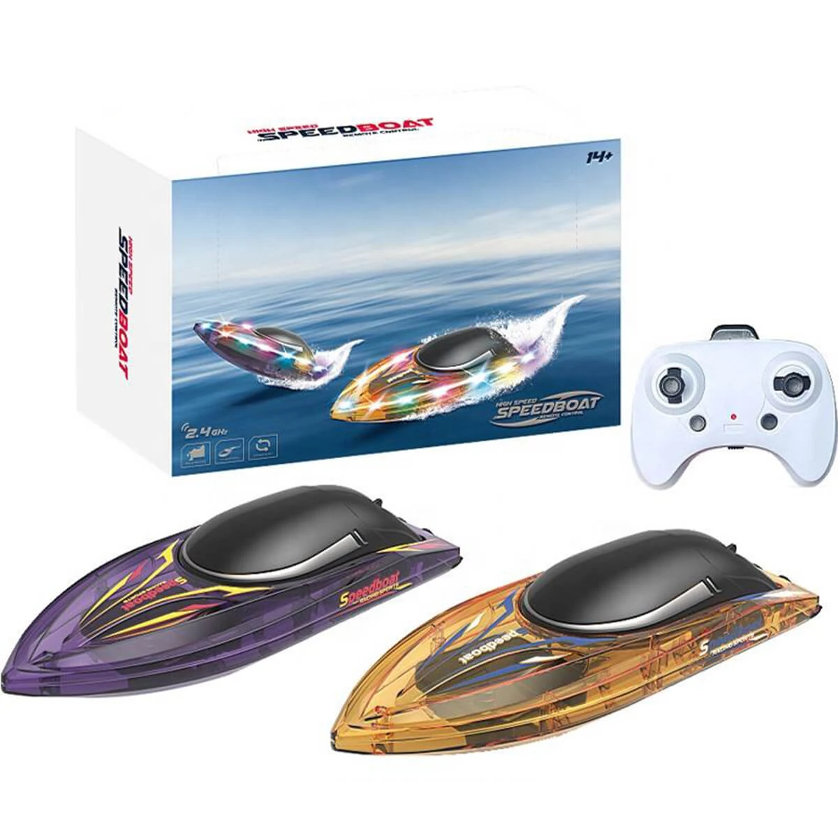 2.4G Remote Control Boat RC Electronic Racing Boat Whole Body Waterproof With LED Light 7 2.4G Remote Control Boat RC Electronic Racing Boat Whole Body Waterproof With LED Light - Image 7