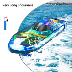 2.4Ghz Remote Control Boat With LED Light Waterproof Racing Boat For Pools & Lakes 14 2.4Ghz Remote Control Boat With LED Light Waterproof Racing Boat For Pools & Lakes -Sun Baby Sales Store Remote Control Boat with LED Light 1