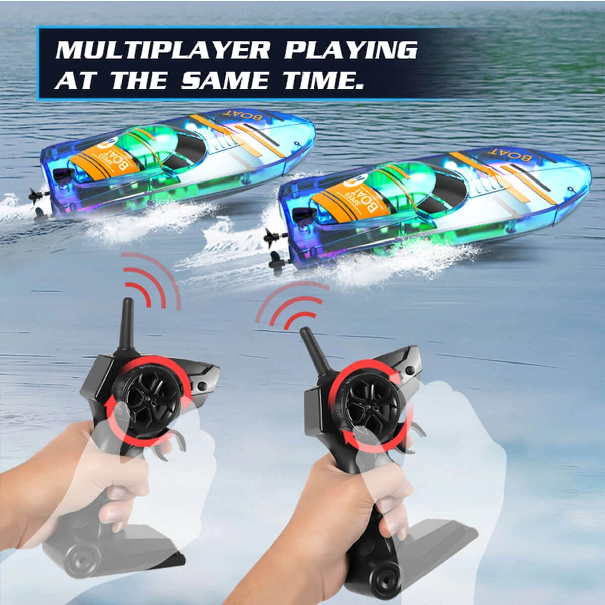 2.4Ghz Remote Control Boat With LED Light Waterproof Racing Boat For Pools & Lakes 4 2.4Ghz Remote Control Boat With LED Light Waterproof Racing Boat For Pools & Lakes - Image 4