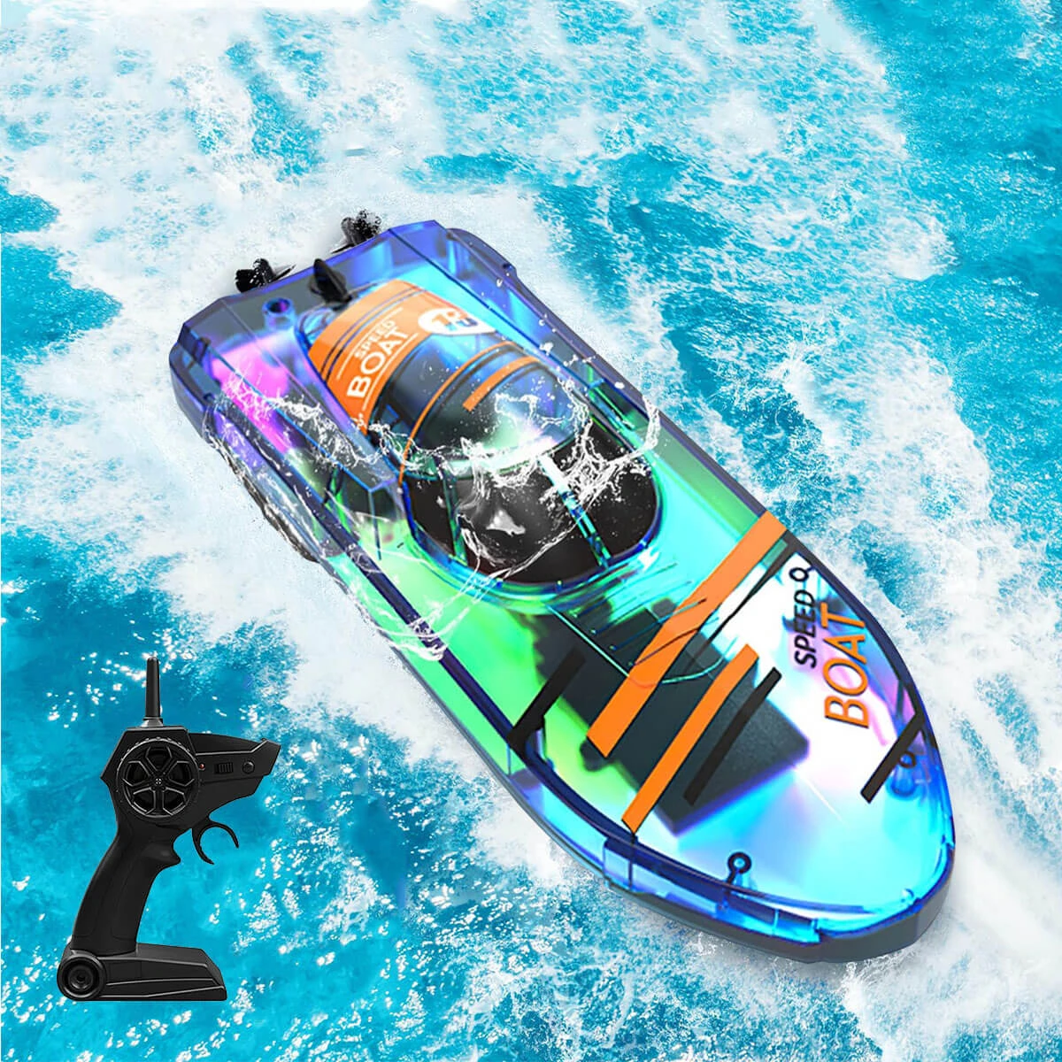 2.4Ghz Remote Control Boat With LED Light Waterproof Racing Boat For Pools & Lakes 1 2.4Ghz Remote Control Boat With LED Light Waterproof Racing Boat For Pools & Lakes