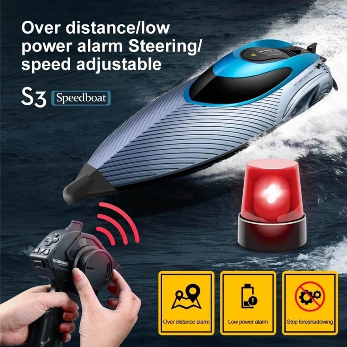 2.4G RC Boat Outdoor Racing Boat Waterproof Fast Electric Remote Control Boats With LED Light 7 2.4G RC Boat Outdoor Racing Boat Waterproof Fast Electric Remote Control Boats With LED Light - Image 7