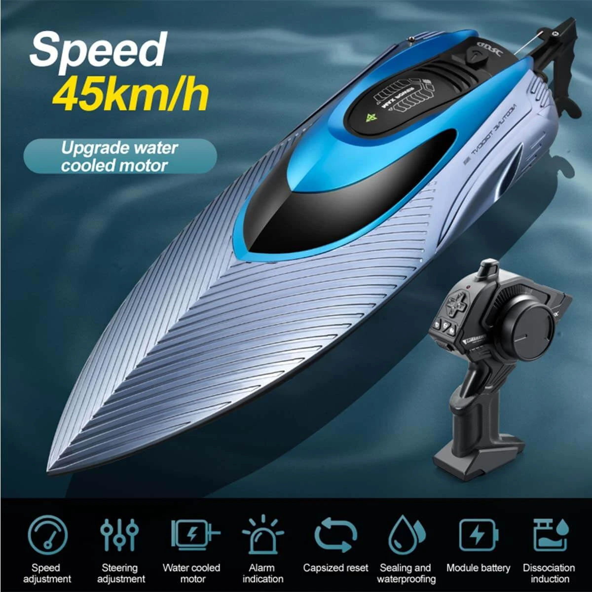 2.4G RC Boat Outdoor Racing Boat Waterproof Fast Electric Remote Control Boats With LED Light 4 2.4G RC Boat Outdoor Racing Boat Waterproof Fast Electric Remote Control Boats With LED Light - Image 4