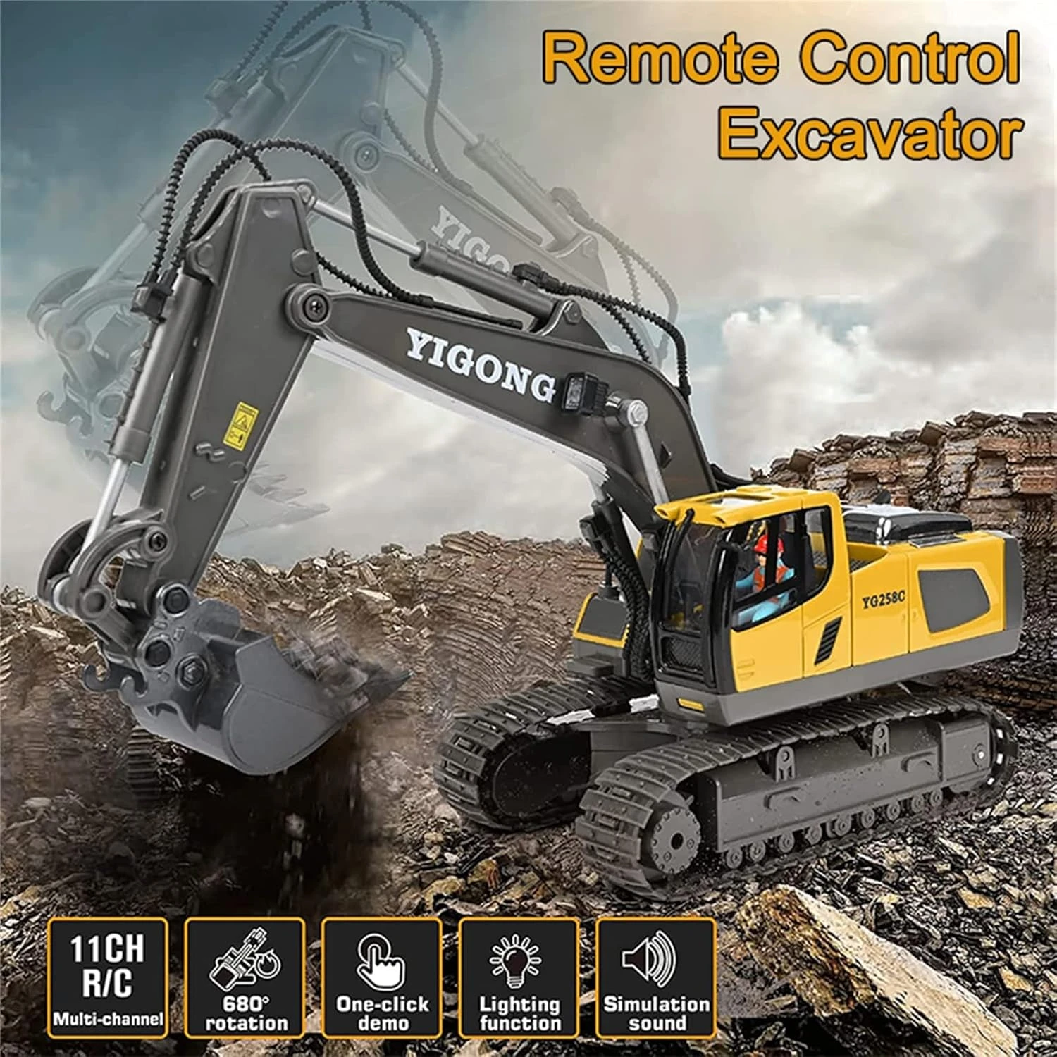 2.4Ghz RC Engineering Car 11CH/9CH Alloy Remote Control Excavator Dump Trucks Bulldozer 4 2.4Ghz RC Engineering Car 11CH/9CH Alloy Remote Control Excavator Dump Trucks Bulldozer - Image 4