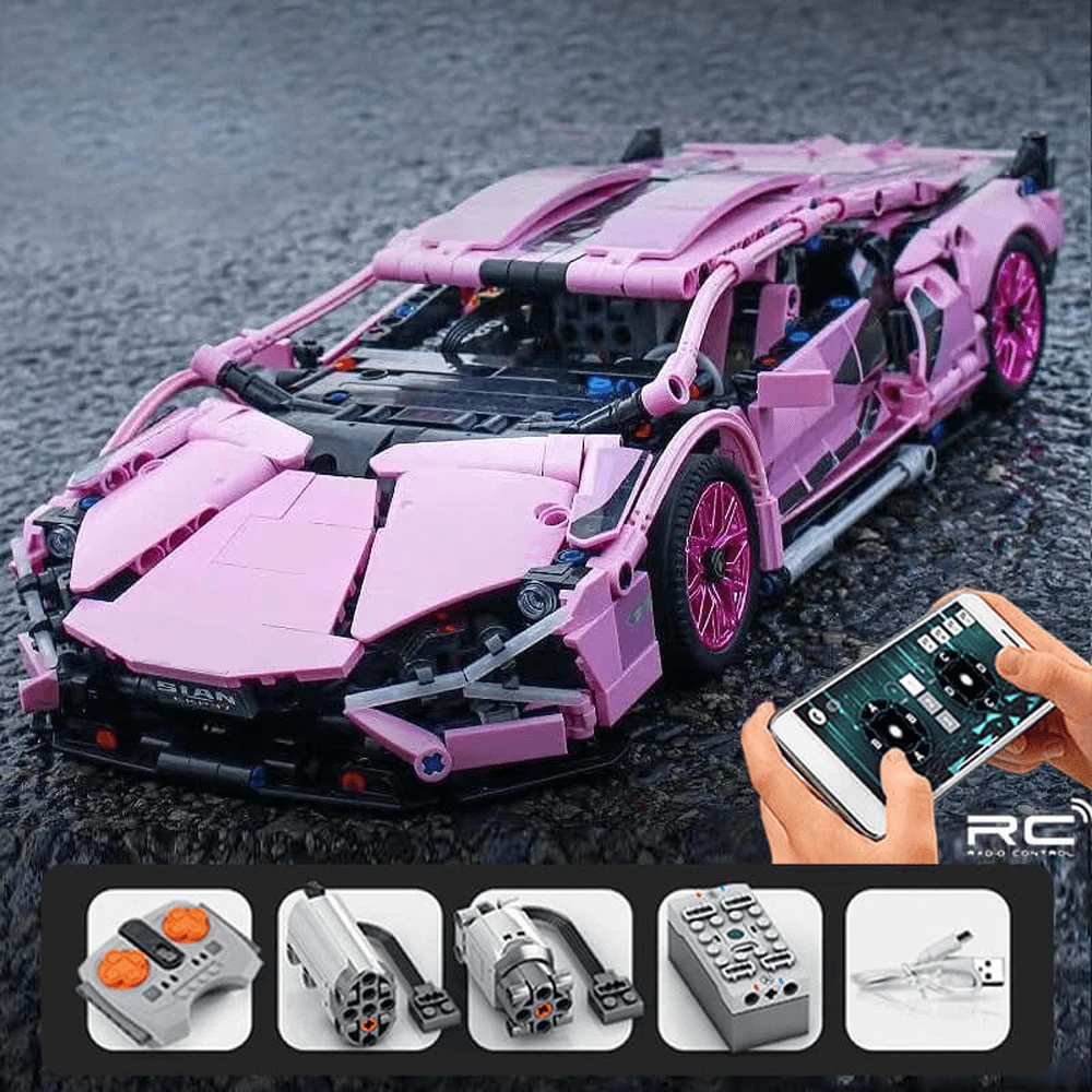 1280 PCS RC Racing Lambo Car 1/14 Remote Control Sports Cars Building Blocks W/ App Remote 2 1280 PCS RC Racing Lambo Car 1/14 Remote Control Sports Cars Building Blocks W/ App Remote - Image 2
