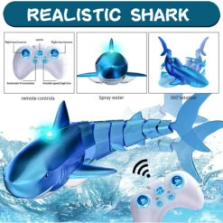 2.4Ghz Remote Control Shark 360° Rotation Electric RC Shark Toys With Light & Spray Water For Kids 11 2.4Ghz Remote Control Shark 360° Rotation Electric RC Shark Toys With Light & Spray Water For Kids -Sun Baby Sales Store Remote Control Shark Electric RC Shark Toys 8