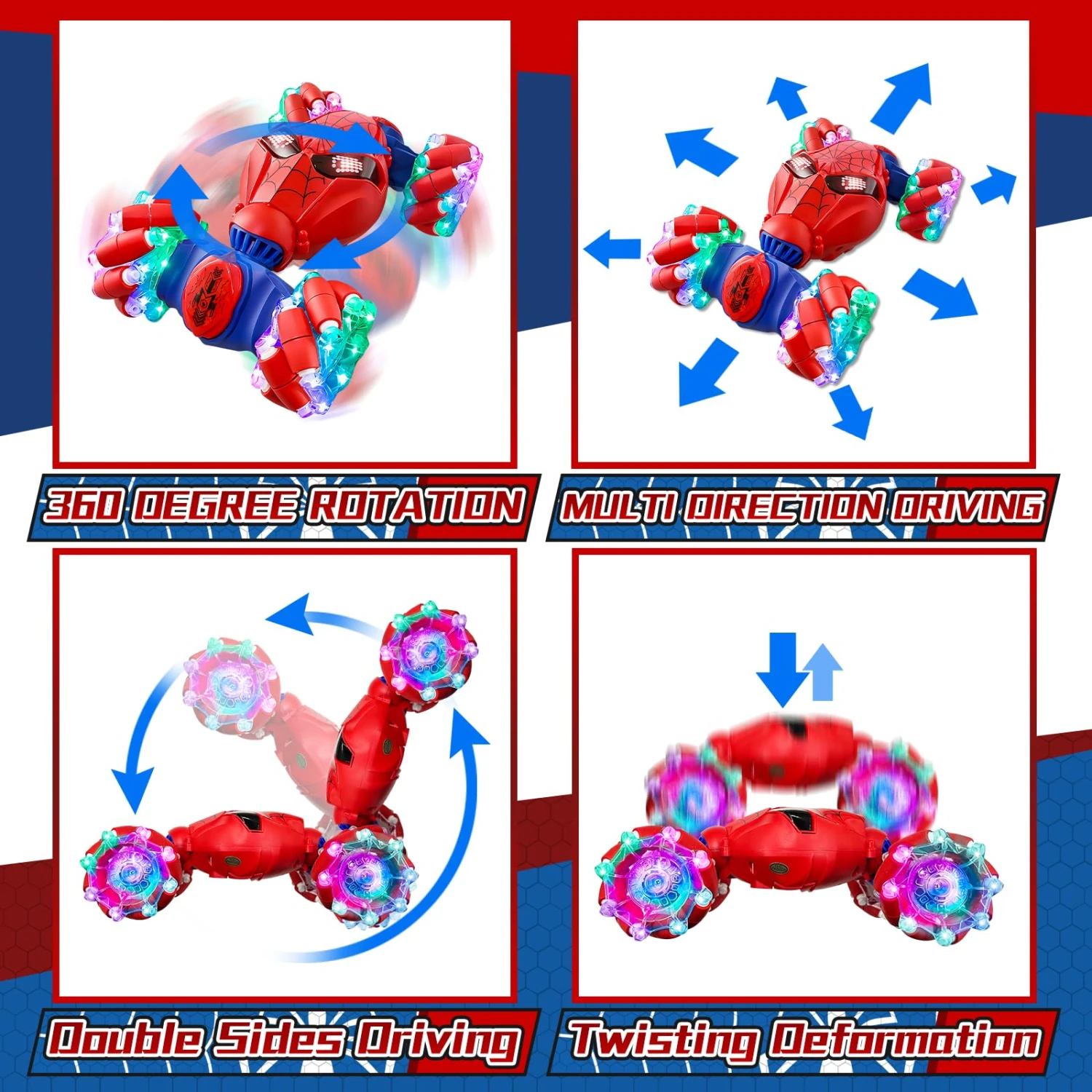 2.4G Twist RC Car 4WD Colorful Drift Car Transformable Stunt Car Dual Control With Smart Eyes 4 2.4G Twist RC Car 4WD Colorful Drift Car Transformable Stunt Car Dual Control With Smart Eyes - Image 4