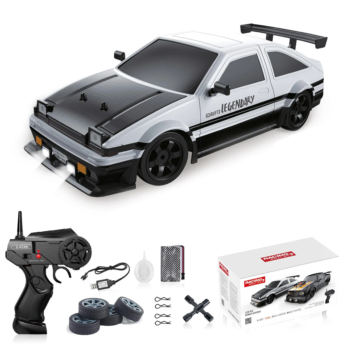 1/16 RC Drift Car 18KM/H Fast Remote Control Cars Spray Car With Led Light Sound For Kids 6 1/16 RC Drift Car 18KM/H Fast Remote Control Cars Spray Car With Led Light Sound For Kids - Image 6