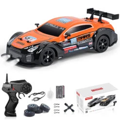 1/16 RC Drift Car 18KM/H Fast Remote Control Cars Spray Car With Led Light Sound For Kids 20 1/16 RC Drift Car 18KM/H Fast Remote Control Cars Spray Car With Led Light Sound For Kids -Sun Baby Sales Store SKU 03 D orange
